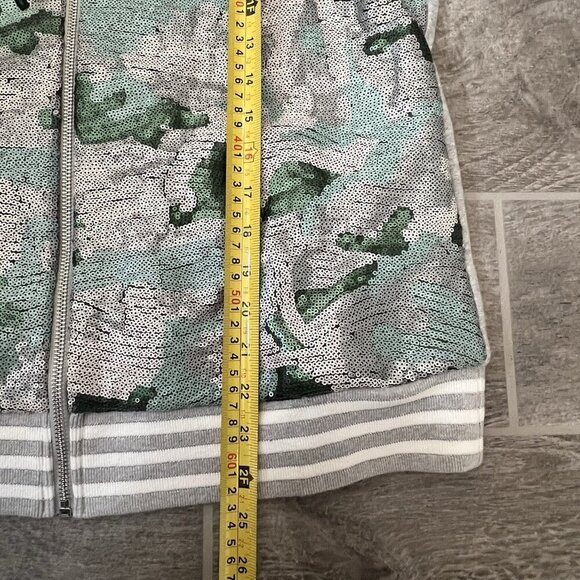 Boston Proper Sequin Camo Zip Varsity Jacket Size Large Embellished Floral - Picture 6 of 10
